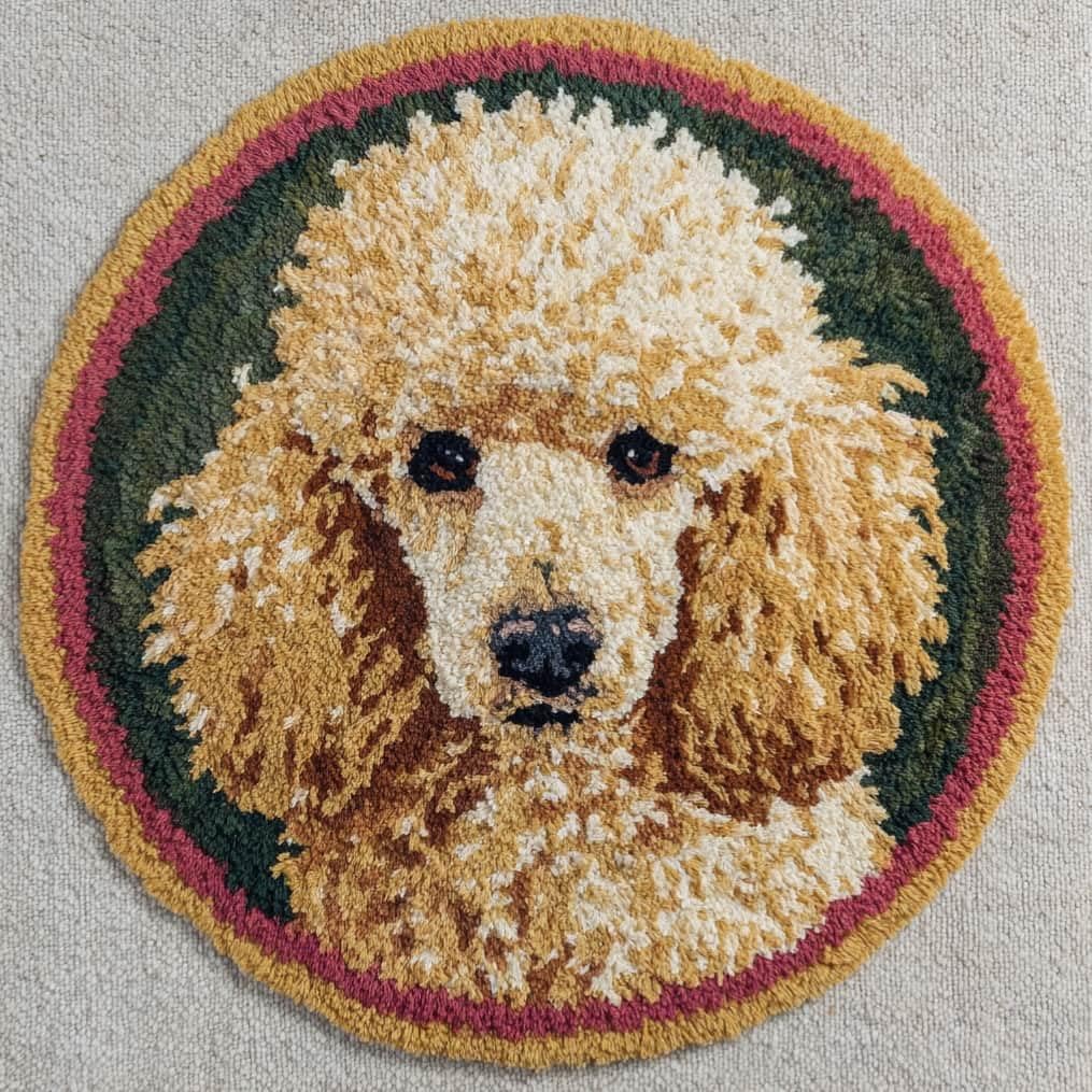 WallustrioaW Round Latch Hook Rug Kits Dog for Adults and Starter 50 * 50Cm