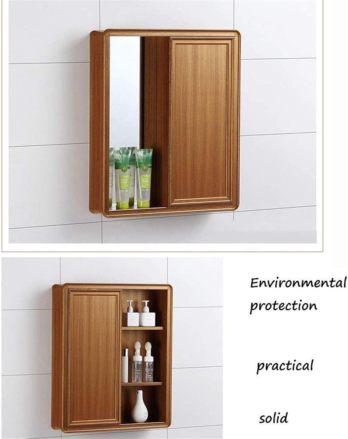 Mirror Cabinet Bathroom Wall Storage Cabinet with Adjustable Shelf Medicine Cabinet Wooden White Cabinets Bathroom Furniture Space Aluminum Hidden Multi-Function Wall-Mounted Bathroom ( 60*13*67cm)