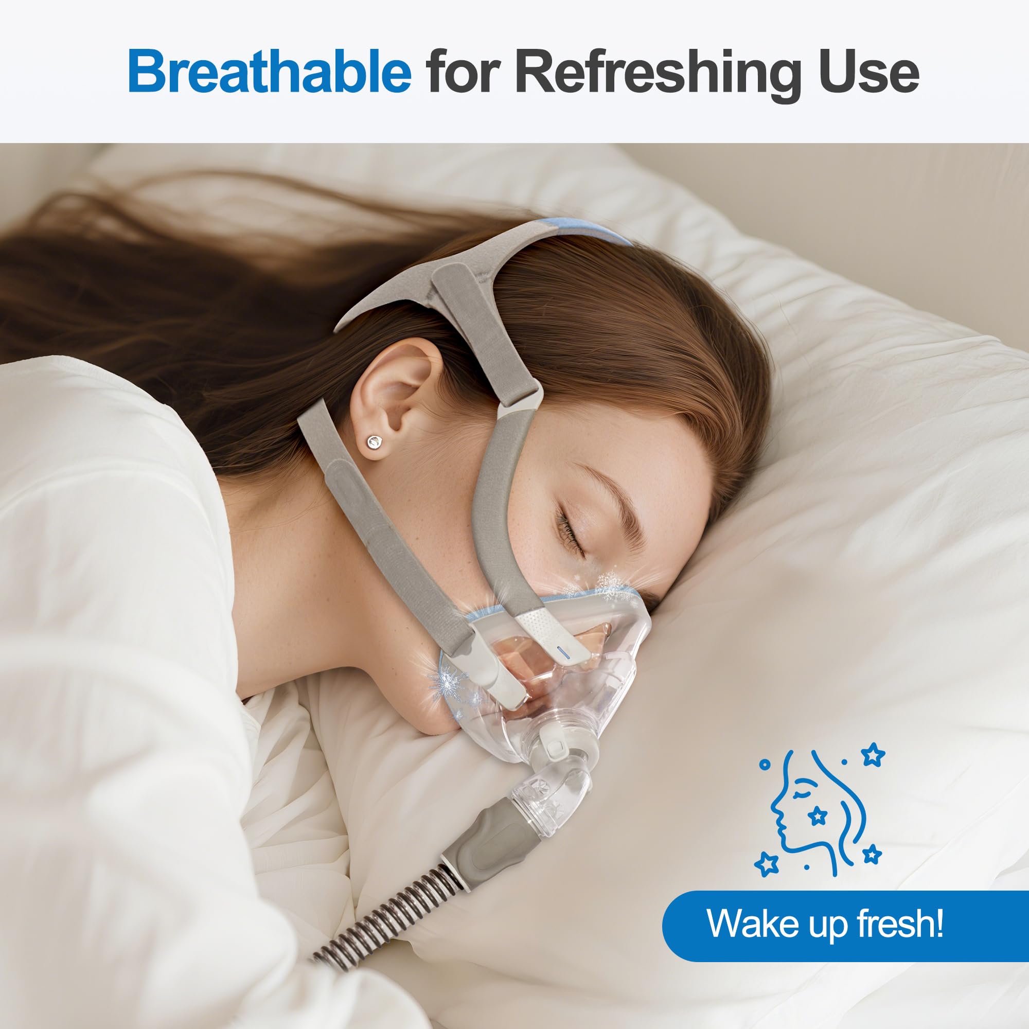 2 masques CPAP compatibles avec AirFit F20 Masque en tissu pour F20 Confortable à porter Coussin Masque à oxygène étanche Blue-L