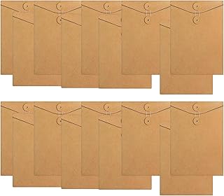 20Pcs 5.51"×3.94"(L×W) Mini Brown Kraft Envelopes, Tie Closure Vintage Folder Envelopes for Office, Tie Closure, Vintage Greeting Card, Small Postcard