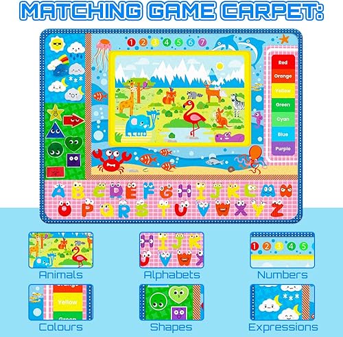 Miniatura 2 de Tapete de juego para bebé, tapete de juego grande para bebé, algodón de doble capa y grueso, suave, no tóxico, tapete de juego para bebés, con