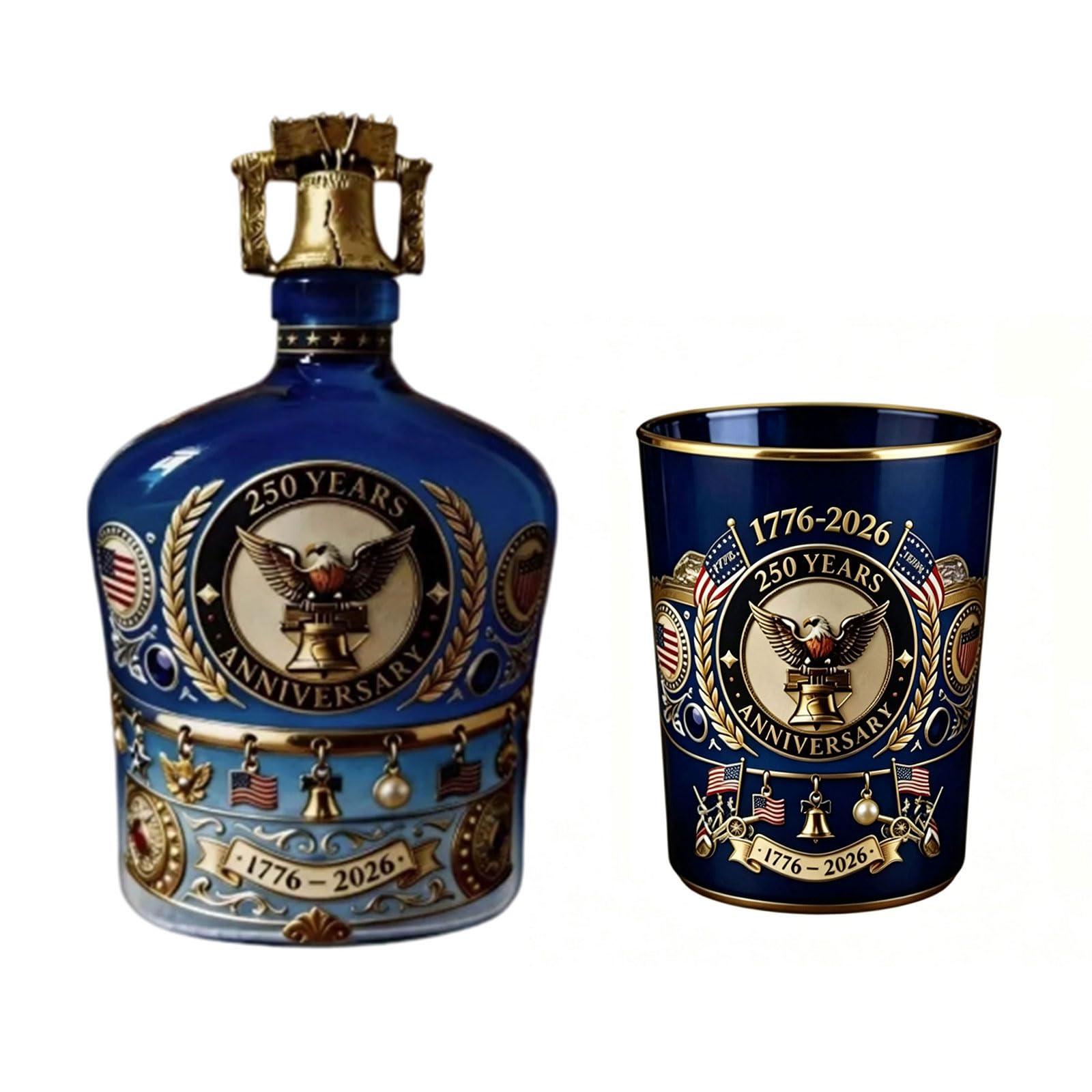 PANGBOER Unique Whiskeys Decanter with Glasses Set Commemorative America 250Th Anniversary Liquor Bottle for History Enthusiasts Collectible Liquor Decanter