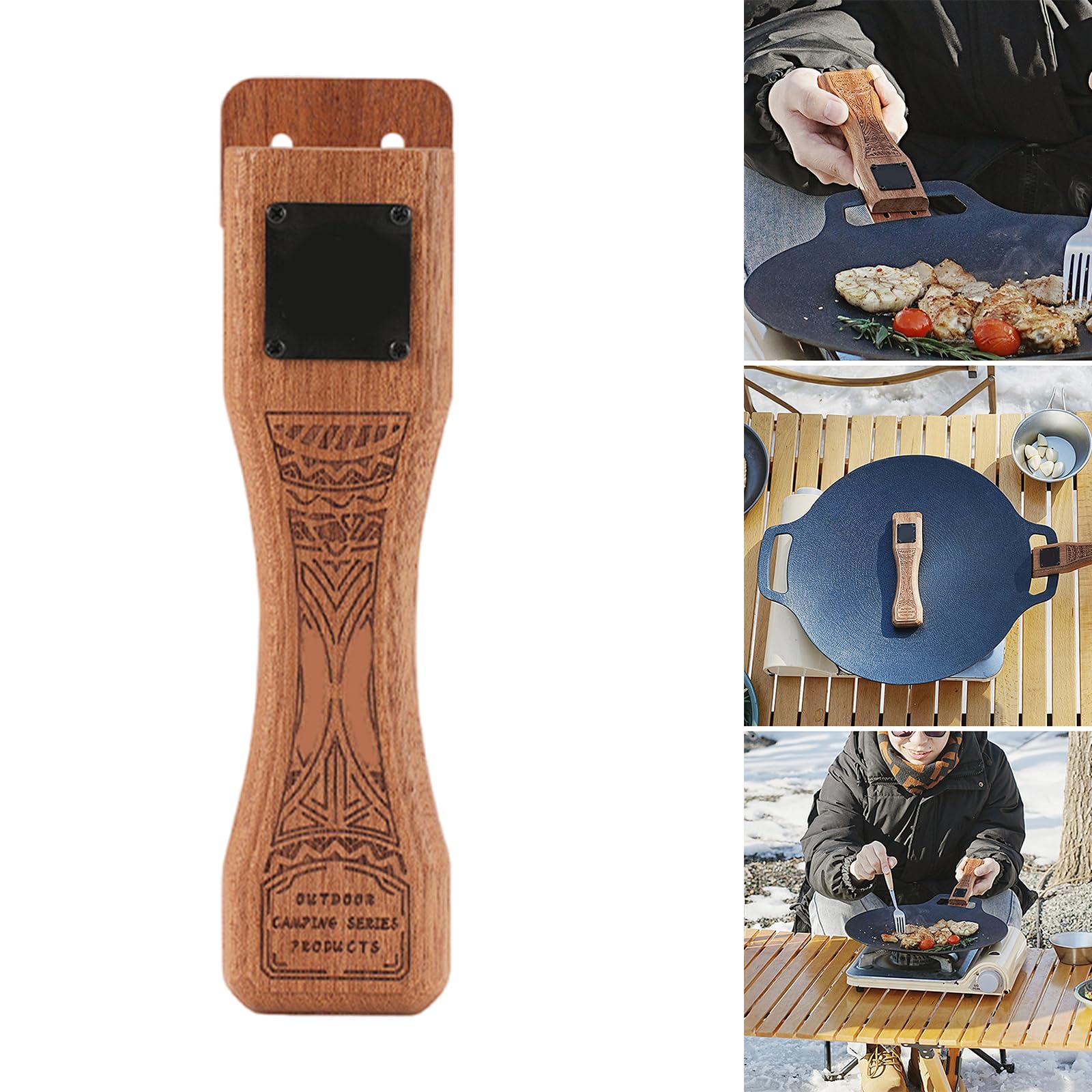 jiingekk Ergonomic BBQ Handle with Comfortable Grip Antislip Outdoor Cooking Handle for Family Gatherings