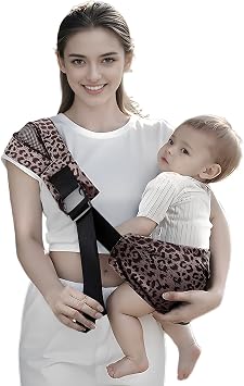 Baby Wrap Carrier, Baby Wrap Carrier with Adjustable Shoulder Straps Cozy and Lightweight, for Hands-Free Parenting Enhanced Lumbar Support, for Newborns to Toddlers for 1-2 Year OldLeopard Pink