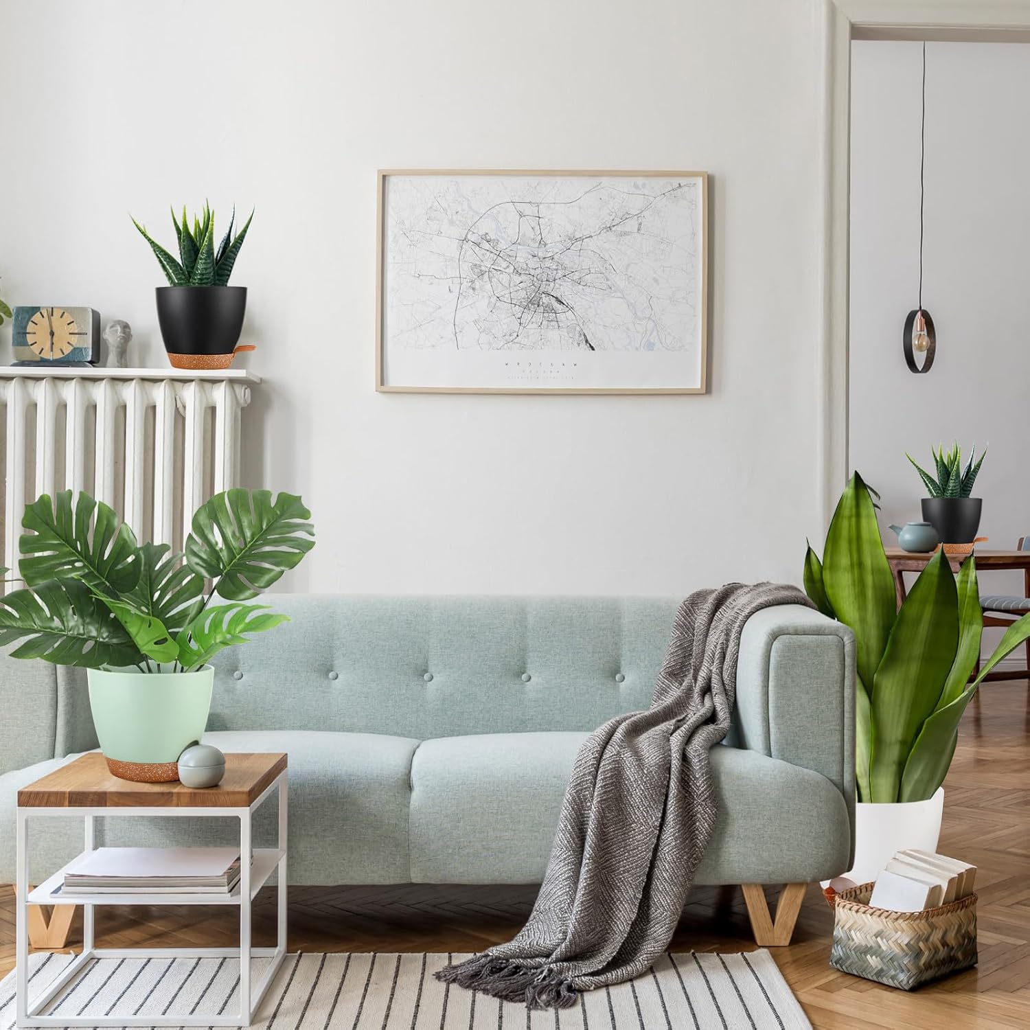 Remerry 15 Pcs 7/6.5/6/ 5.5/5 Inch Self Watering Planters with Drainage Hole Plant Pots Plastic Flower Pots Indoor Plant Pots Self Watering Pots and Saucer Reservoir for Indoor Outdoor Plant Flower - Image 7