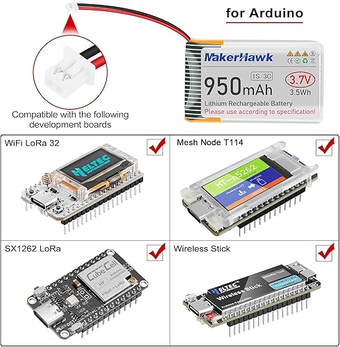 Miniatura 4 de MakerHawk Batería LiPo de 3.7 V 950 mAh recargable 1S 3C batería de polímero de litio con placa de protección cinta de goma aislada, enchufe micro