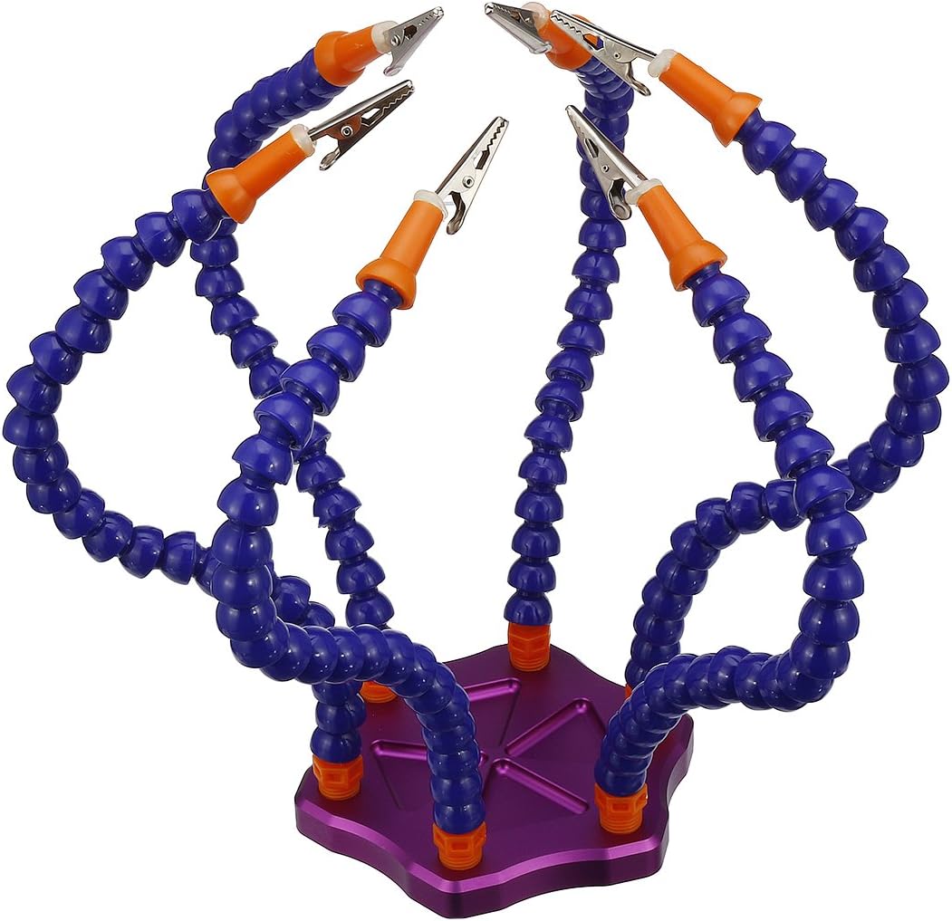 Helping Hands Third Hand 6 Arms Purple Aluminum Base Soldering Station Tool (id: eb8 11c db7 676 28c