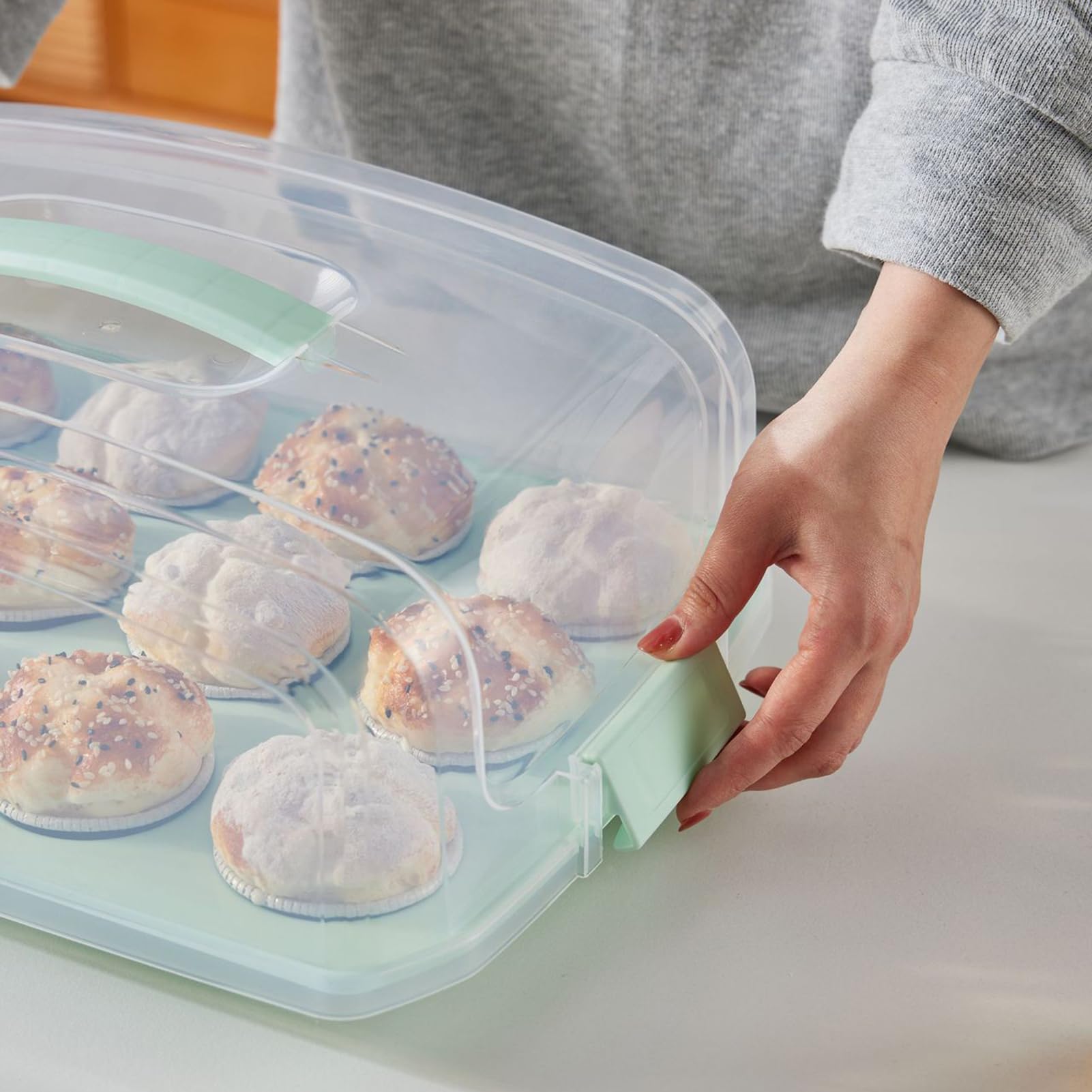 Contenitore Per Torta Trasparente - Supporto A Doppio Strato, Contenitore Per Alimenti Portatile, Teglia Riutilizzabile | Natale Negozio A Domicilio Servizio Di Consegna Picnic All'aperto Fornitura Pe