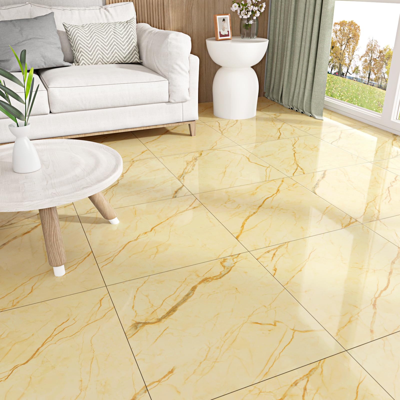 WESTICK - 10 adesivi per pavimenti in marmo per piastrelle da parete, impermeabili, antiscivolo, anti-graffio, in vinile, per cucina, soggiorno, casa, decorazione da terra (30,5 x 30,5 cm)