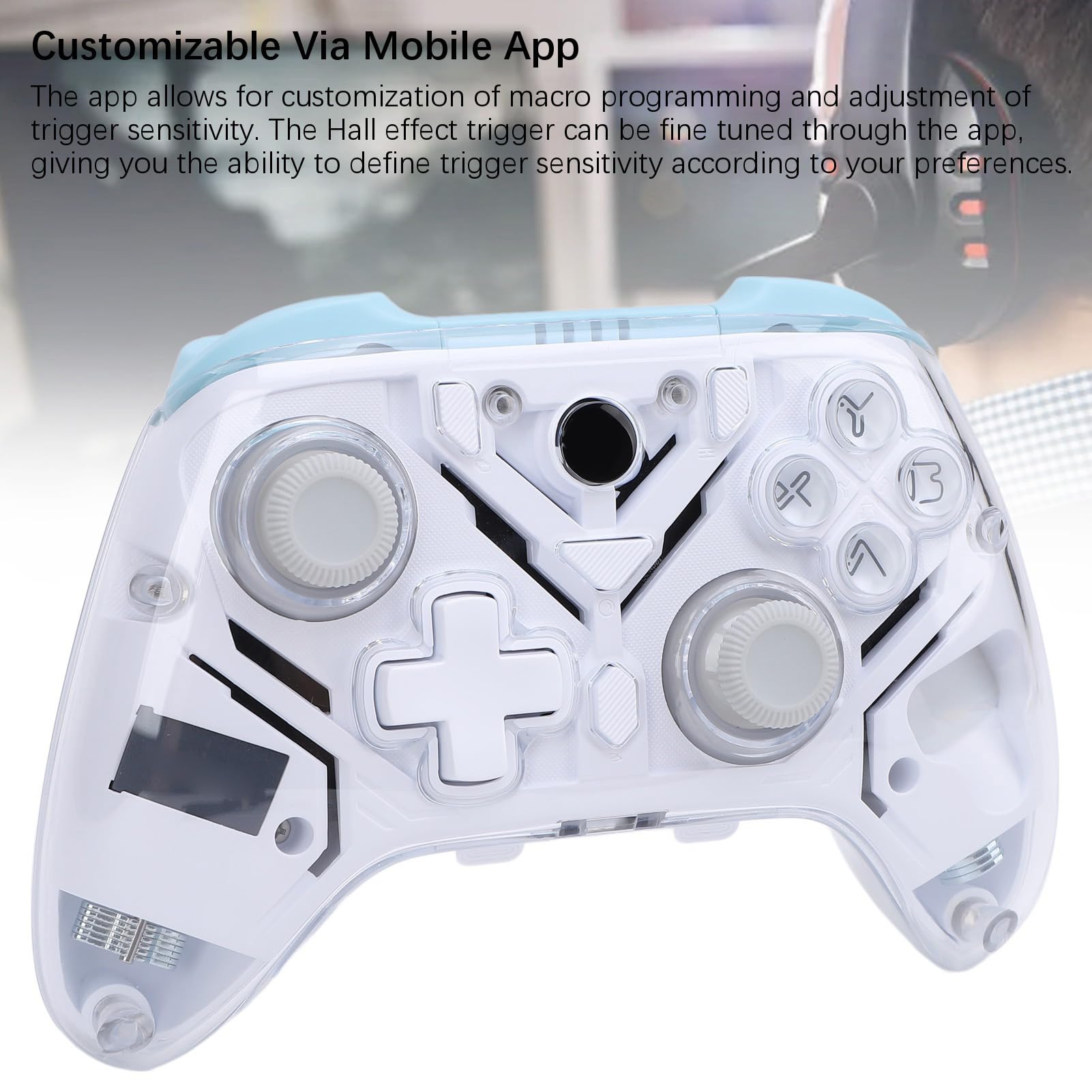 Sxhlseller Controlador de Juegos Inalámbrico 2.4G/Bluetooth con Joystick y Disparadores de Efecto Hall, Tasa de Sondeo de 1000 Hz, Giroscopio de 6 Ejes, Luces RGB, para PC, Steam Deck, (WHITE)
