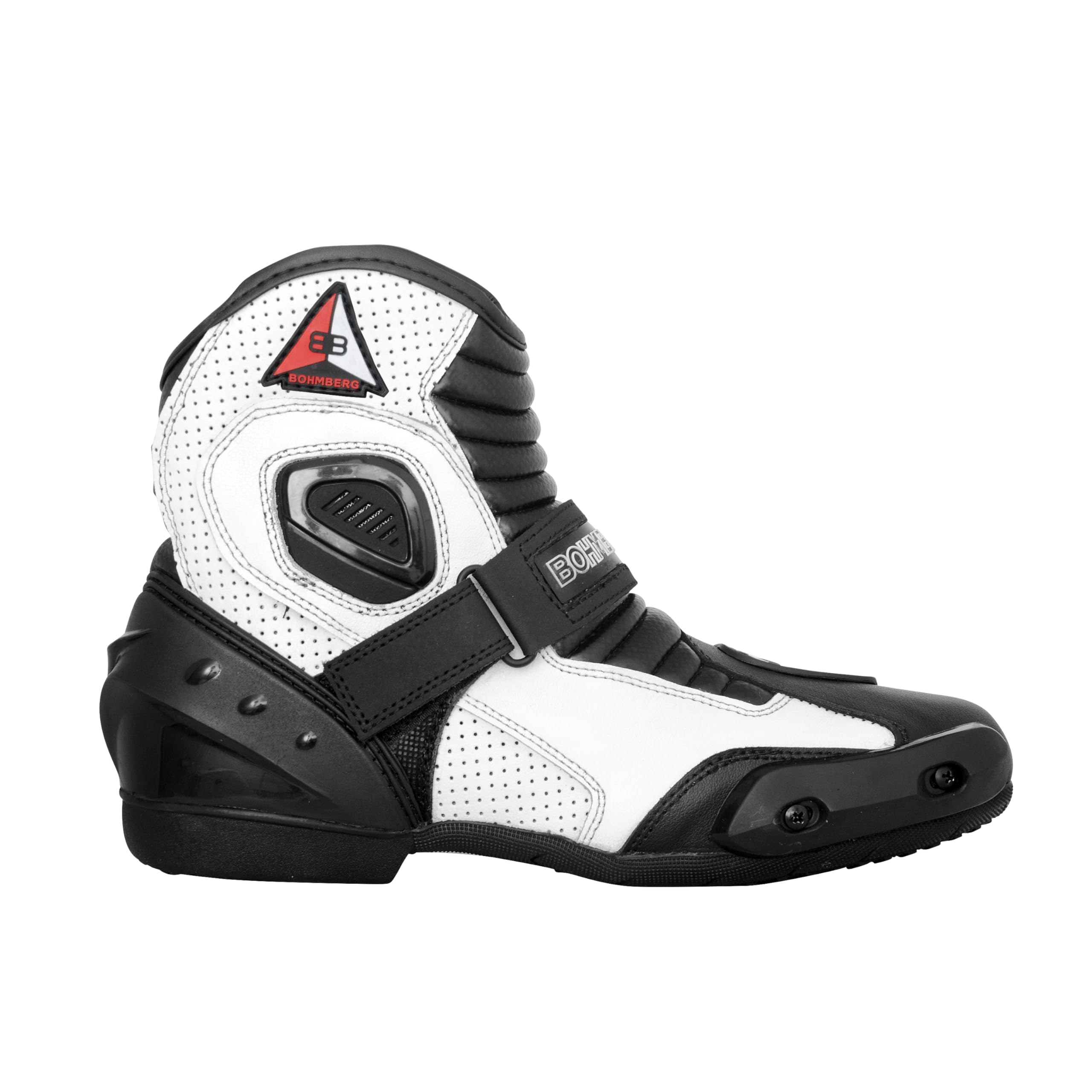 Bohmberg Bottes de moto pour hommes AUDAX, bottes de motard, bottes de moto de sport en cuir, hydrofuges avec protections renforcées attachées