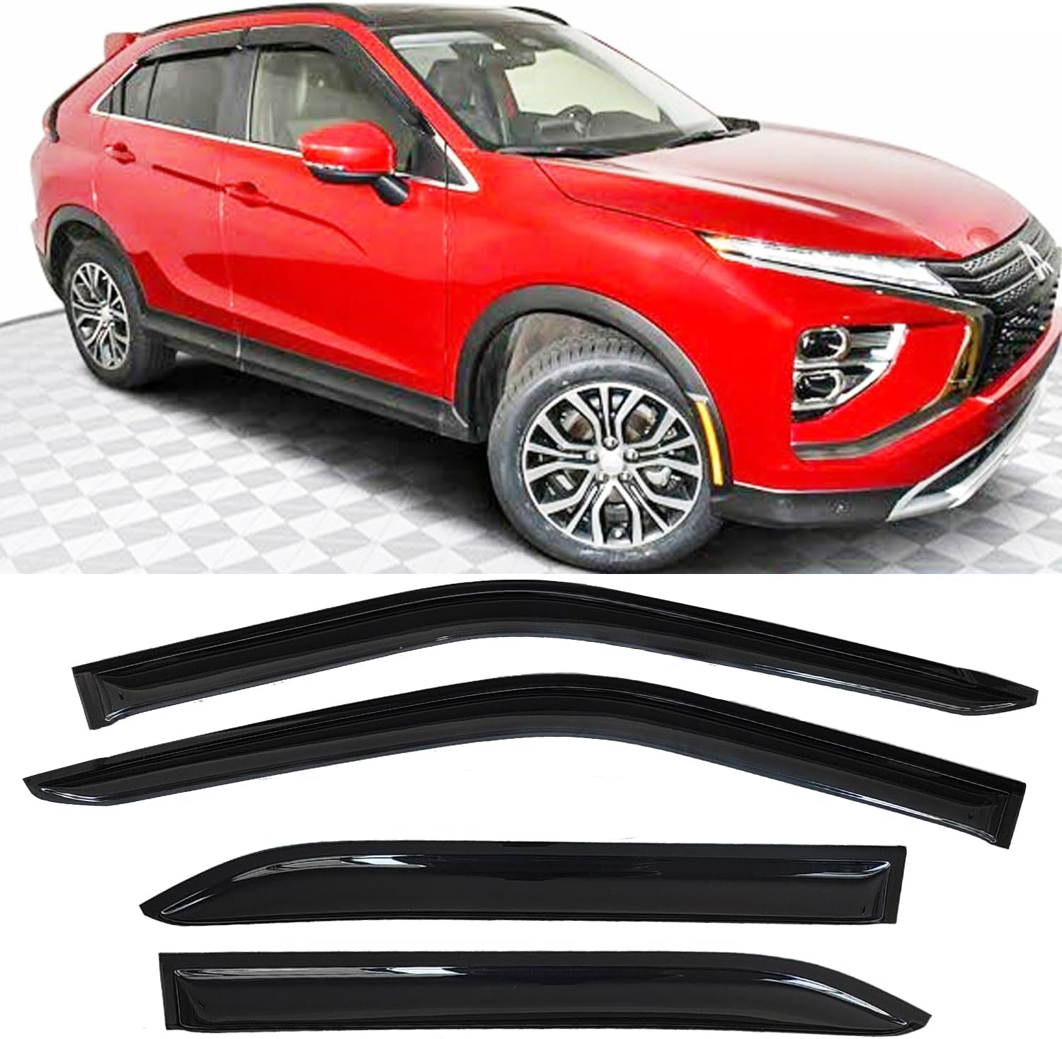 Side Window Visors rain Guards Vent Deflectors Compatible with Mitsubishi Eclipse Cross 2018-2024, 4PCS Car Accessories 2018 2019 2020 2021 2022 2023 2024 2025 Compatible with Mitsubishi Eclipse Cross 2018-2025