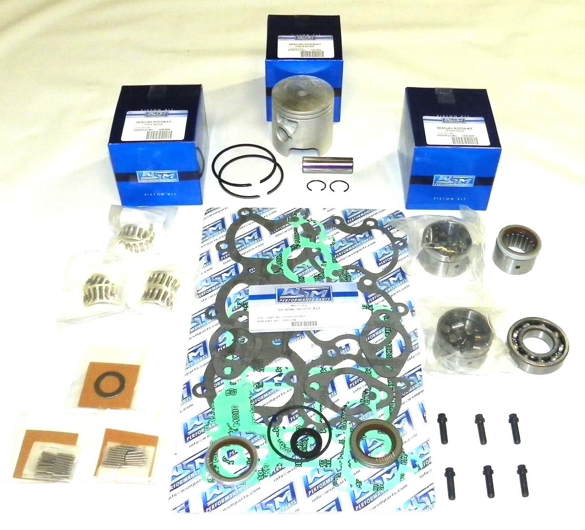 WSM Mercury 30-60 HP 3 Cyl Power Head Gasket Kit 500-204 OE 27...