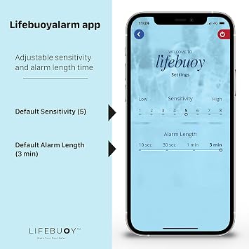 Lifebuoy Pool Alarm System - Pool Motion Sensor with Advanced Algorithm - Smart Pool Alarm That is Application Controlled. Powerful Sirens Blare at Poolside and Indoors