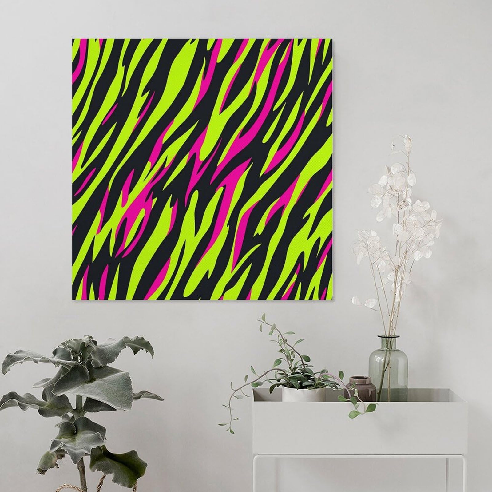 Amazon.com: Neon Green And Pink Zebra Stripes Fur Wall Art Poster