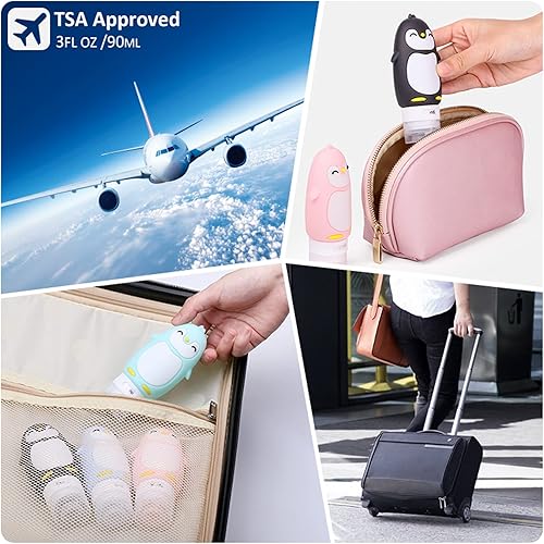 Miniatura 7 de Juego de botellas de viaje para líquidos, aprobado por la TSA a prueba de fugas, recipientes de viaje de silicona para champú, acondicionador,