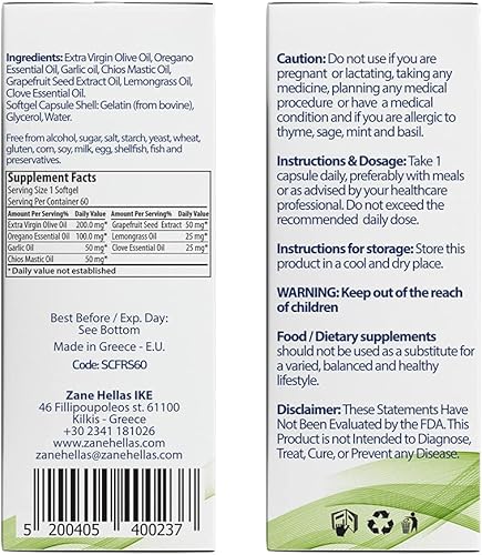 Miniatura 3 de Cápsulas blandas Zane Hellas Candidfree. Poder de aceite de orégano. Soporte de Candida. Apoyo a la salud intestinal. Apoyo a la salud del colon.