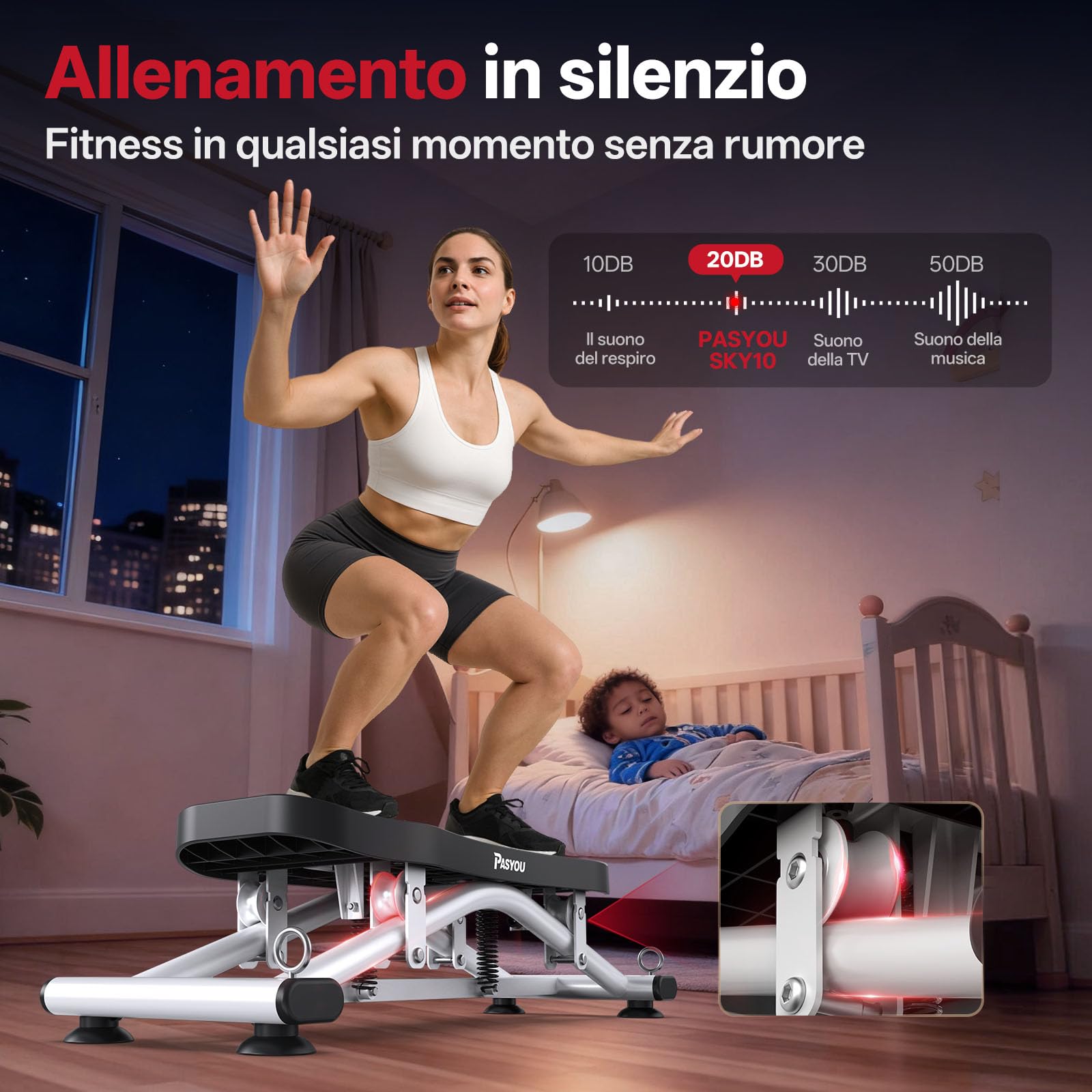 PASYOU Balance Board, Tavoletta Propriocettiva con Bande di Resistenza, Allenatore di Equilibrio Portatile Wiggle con Schermo LCD, Capacità 136 kg, Allenamento Completo del Corpo