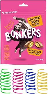 Bonkers Cat Treats, Paw Lickin' Chicken Flavor, Crunchy Outer Gooey Inner, Wheat and Soy Free, 6.3 oz Bag with Colorful Spring Cat Toys, Under 2 Calories per Treat