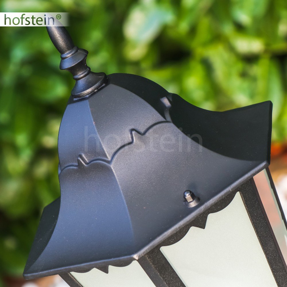 Lámpara de exterior Hongkong Frost, lámpara de pie de aspecto antiguo, aluminio fundido en negro mate con cristales esmerilados,120cm, lámpara de jardín retro/vintage, E27, IP44, sin bombilla(s)