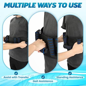 NINEMAX Gait Belt with 7 Handles, Adjustable Transfer Belt for Seniors