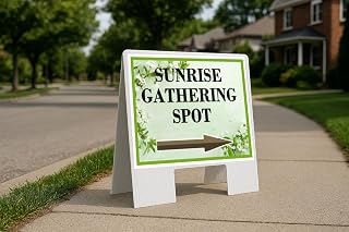 Sunrise Gathering Spot Spring Flowers Sage Green Directional Arrows A-Frame Double Sided 23x23 in. sign