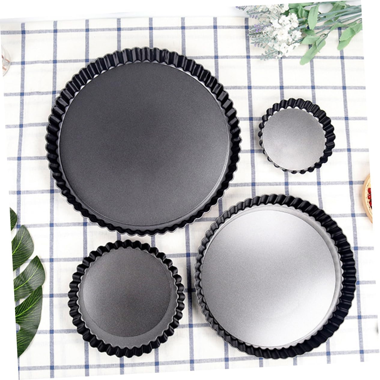 4pcs Non Stick Pie Tin round Carbon Steel Tart Pans