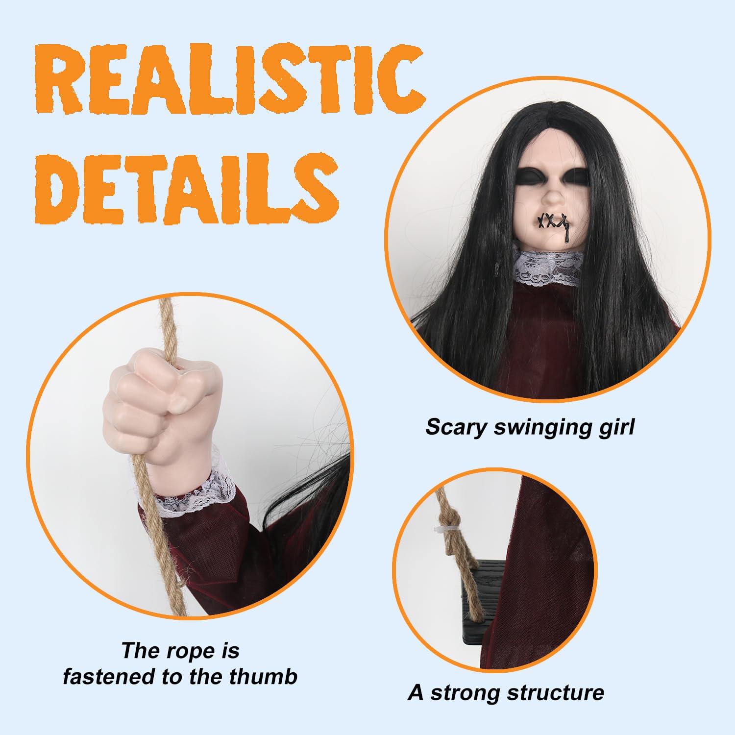 PartyGears Decorazioni di Halloween da appendere a forma di ragazza oscillante con espressioni raccapriccianti, fantasmi da appendere, le migliori decorazioni per interni ed esterni per Halloween