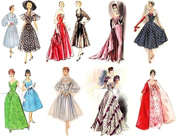 Waterslide Decals Each Decal 2.5"x3.5, Pack 8 pcs Vintage Fashion Lady Fifties FLONZ Vintage
