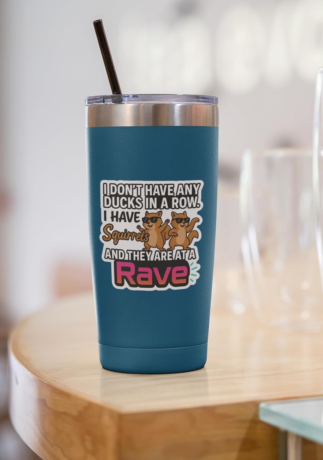 (3pcs) Funny Chaos Squirrel Sticker – I Don’t Have Ducks in a Row Vinyl Decal – Cute Rave Animal Quote Sticker for Laptop, Water Bottle, Journal, Gift image 2