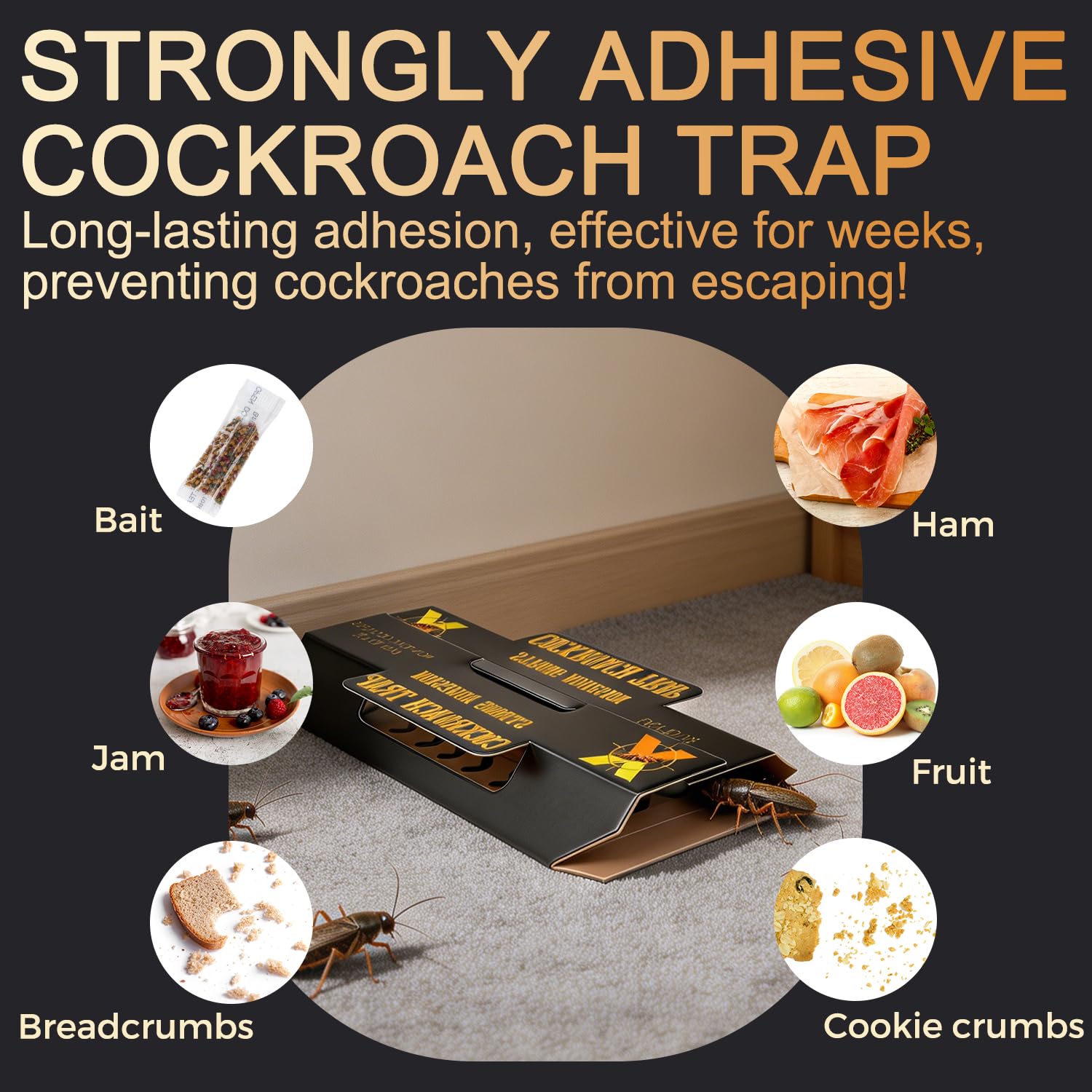 Trappole Scarafaggi Anti Blatte - Trappola Scarafaggi Professionale, Trappole Blatte per Soggiorno, Cucina, Casa, Esterno, 10 Pezzi - 3