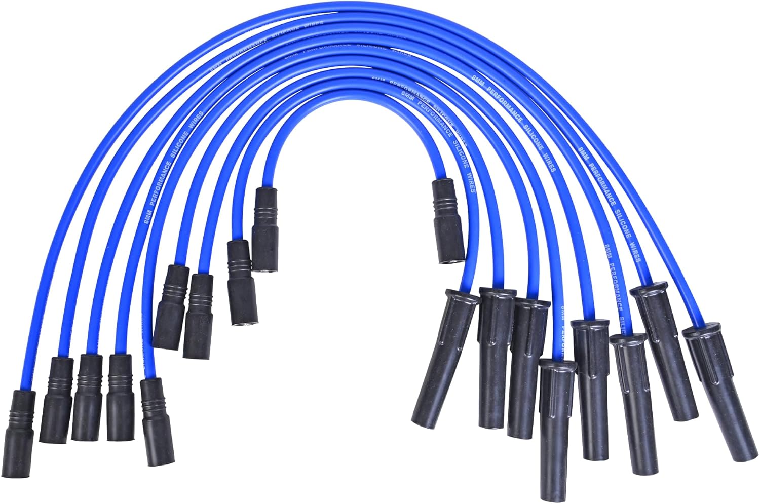RLP Silicone Spark Plug Wires Set Blue 8.0mm Compatible with 1996-2000 Chevy C2500 C3500 k2500 K3500 P30 G30 Express GMC P3500 Savana 7.4L 454 V8 Vortec Engine with Coil Wire- Pack of 9