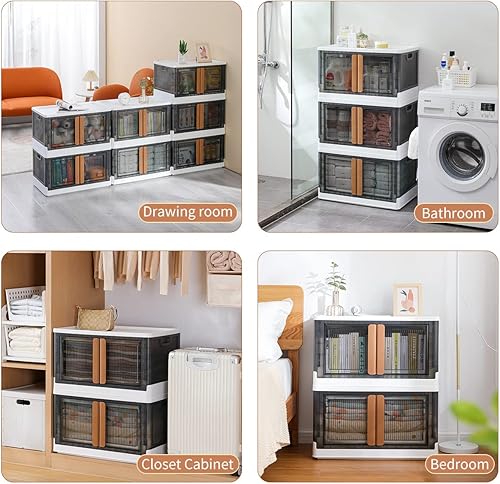 Miniatura 18 de Gabinete de almacenamiento - Organizador de habitación, organizador de estantes de plástico, contenedores de almacenamiento con tapas, caja