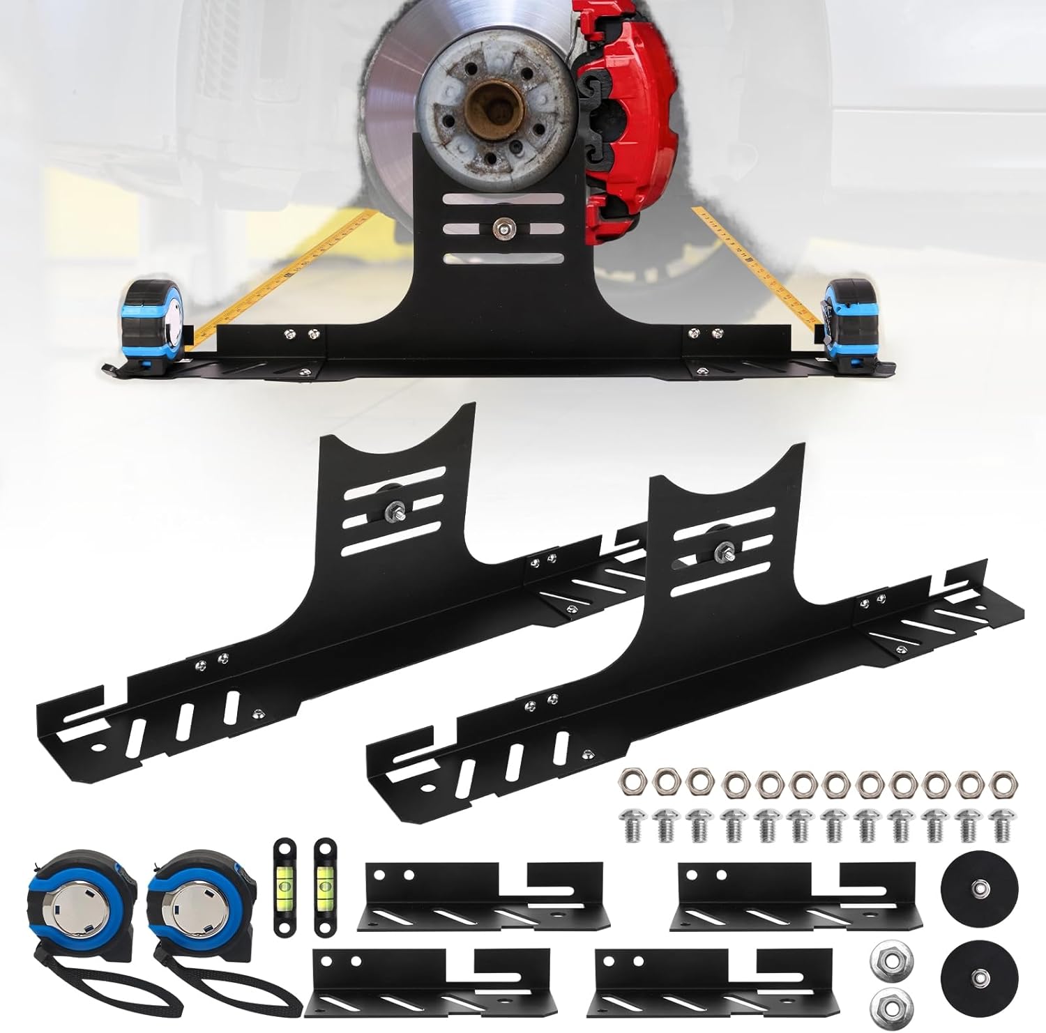 Wayona 2 PCS Upgraded Wheel Alignment Tool Kit with Magnet & Measuring Tapes, Heavy Duty Front End Toe Camber Alignment Tool Plates, Quick Installation for Car, Truck, SUV and Home Automotive Use