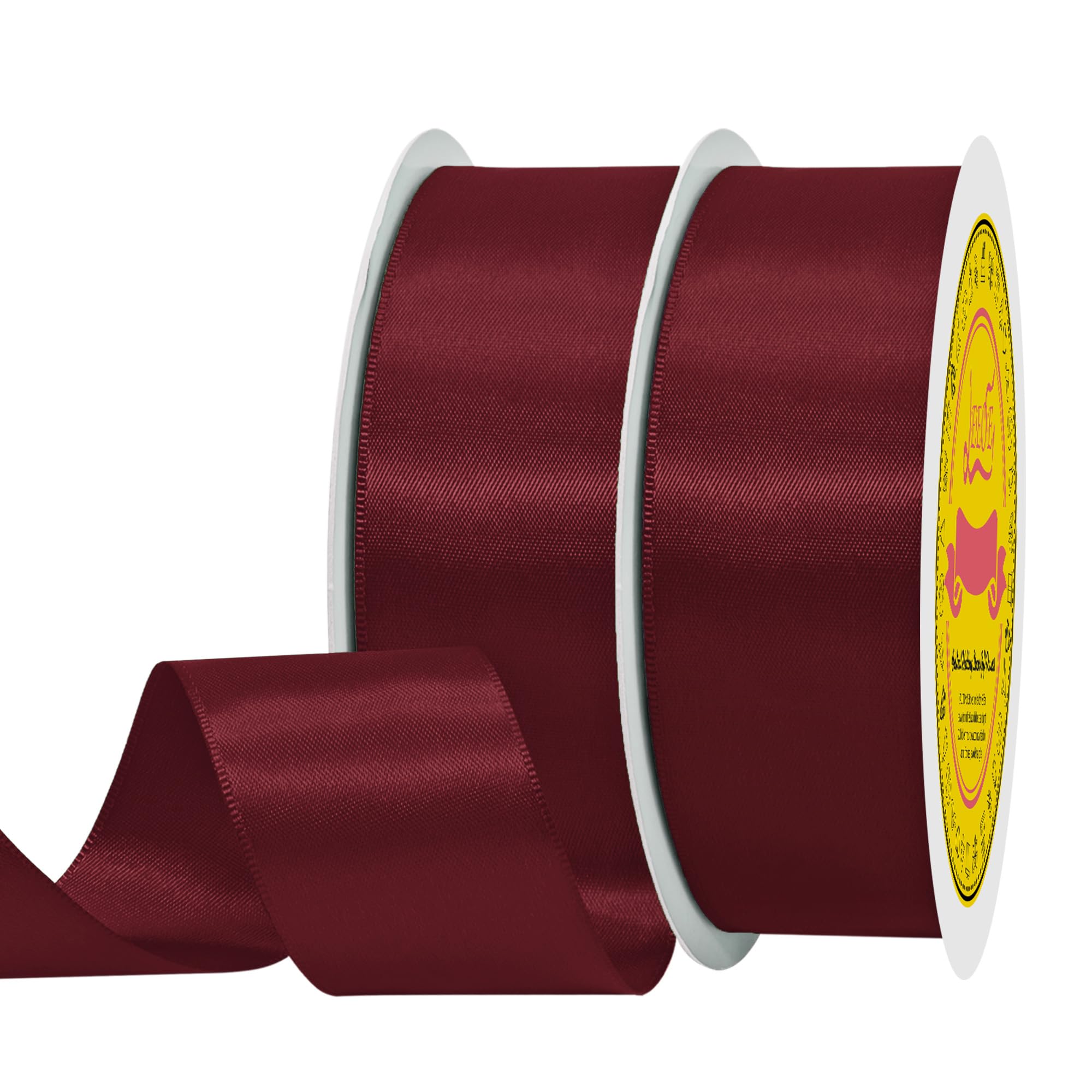 100 Yards Cherry Red Satin Ribbon Polyester Ribbon for Gift Wrapping Very Suitable for Weddings Party Hair Bow Invitation Decorations and More（1-1/2 inch X 50Yards X 2 Roll）