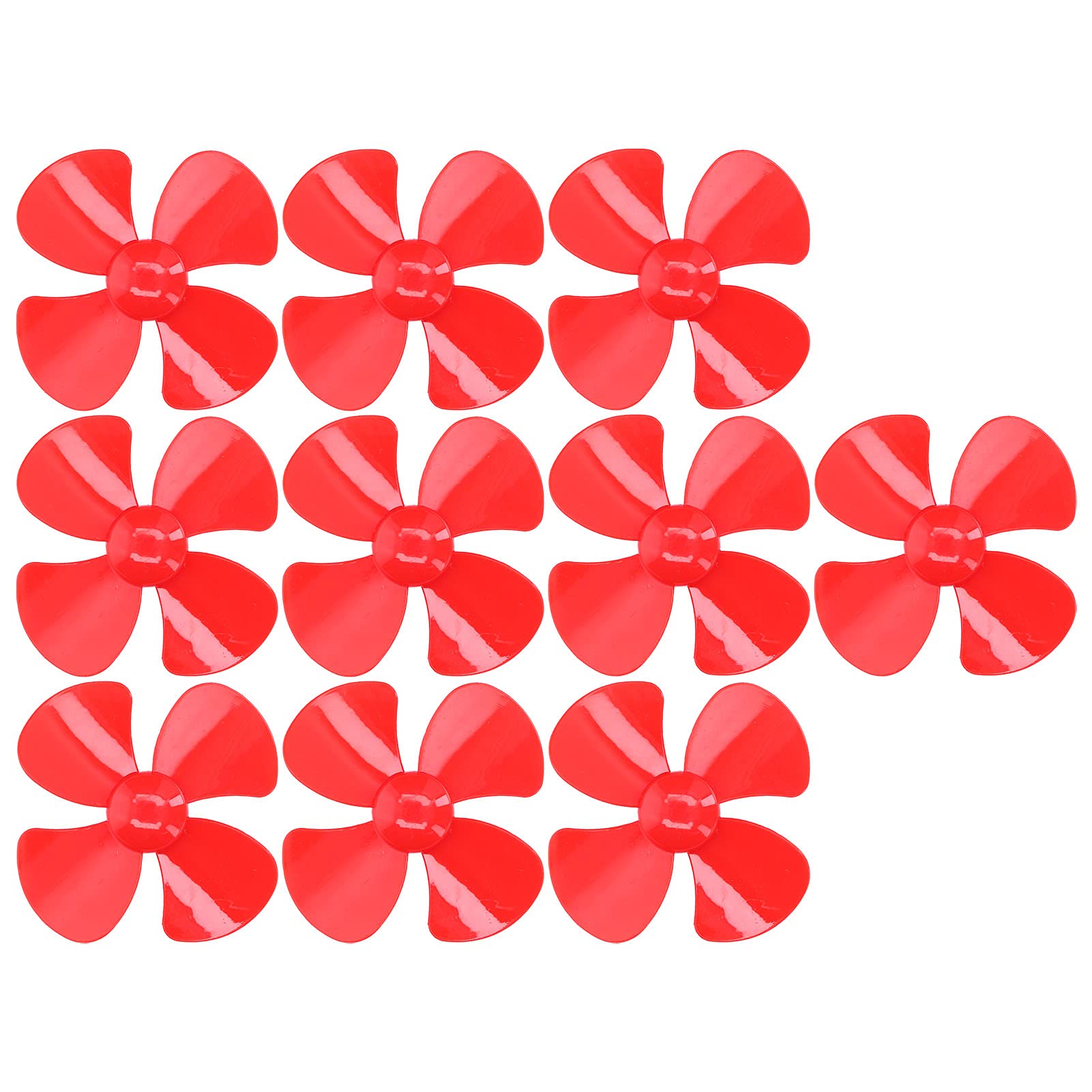 Boat Propeller, 10Pcs Propeller 4 Blades Strong Wind Light Weight 40mm for DIY Toy Car Propeller, Costume Headwear and Hats (Red)