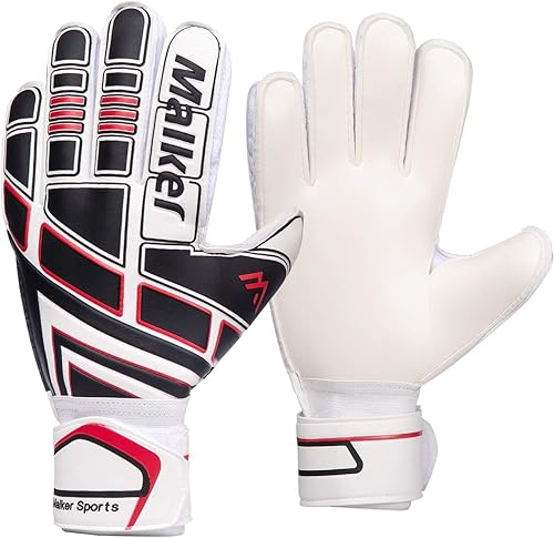 Miniatura 2 de Malker Guantes de portero de fútbol con protector de dedos y doble protección de muñeca, guantes de portero de agarre fuerte para niños, jóvenes,
