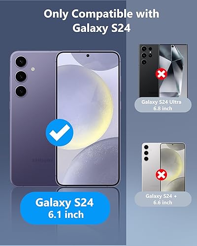 Miniatura 2 de ATATOO Funda tipo cartera para Samsung Galaxy S24, tarjetero integrado (almacena 4-5 tarjetas) y cubierta de cámara deslizante, protección de grado