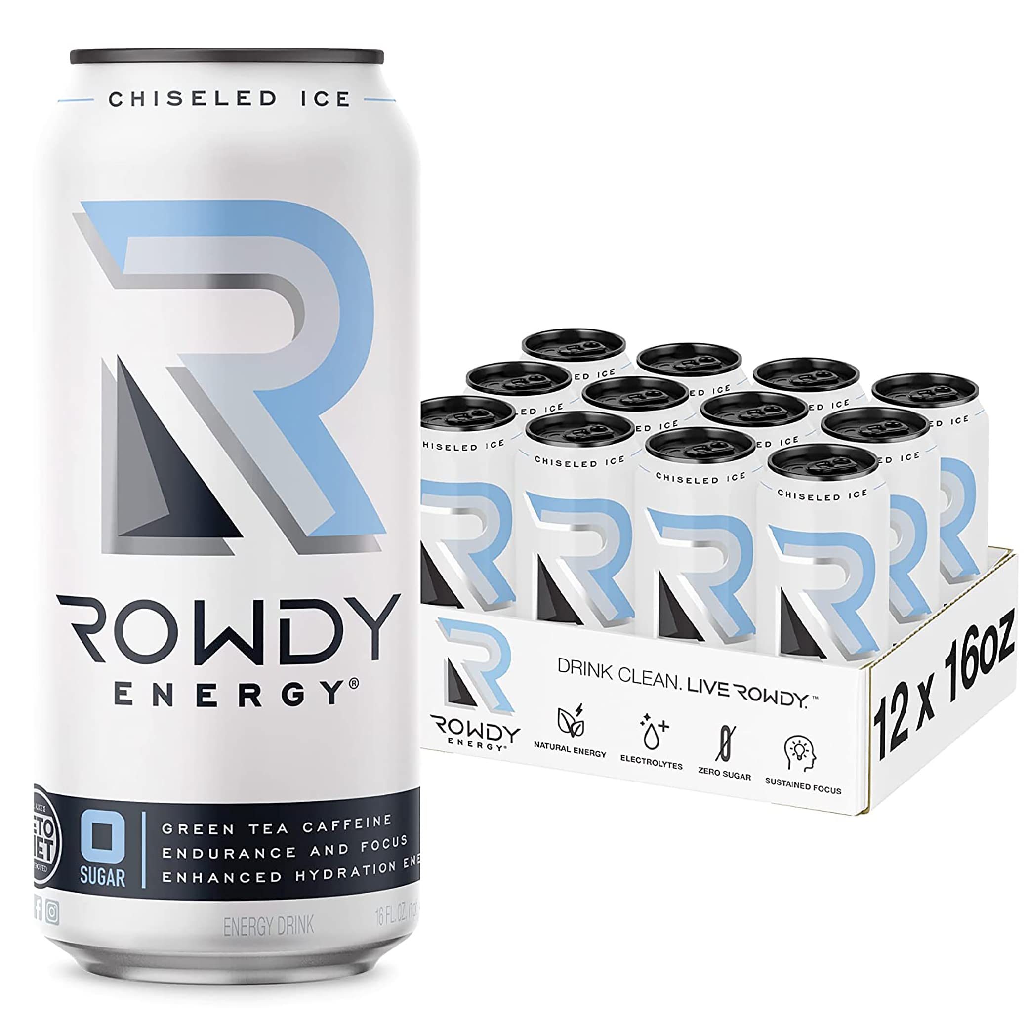 Rowdy Energy Drink, 16 Oz, (12 Pack) 160mg Natural Caffeine
