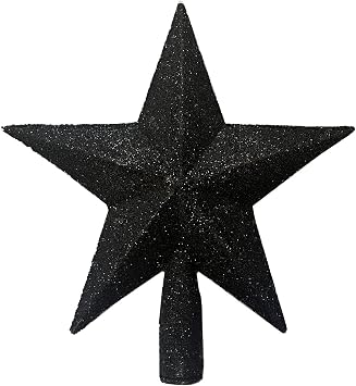Black Glittered Mini Star Christmas Tree Topper Star Treetop for Small Christmas Tree Ornaments