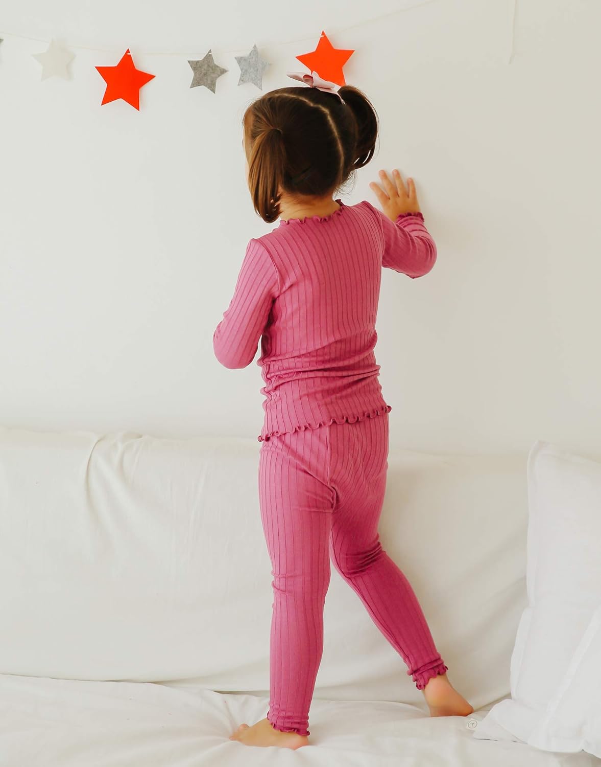 VAENAIT BABY 6M-12Y Infant Kids Toddler Junior Girls Soft Comfy Modal Tencel Shirring Sleepwear Pajamas 2pcs Set - Image 3