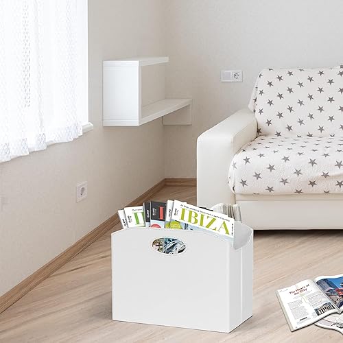 Miniatura 7 de EZDeco Revistero plegable para revistas, de piel sintética, para el suelo, para guardar libros, periódicos, organizador de carpetas de documentos