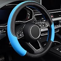 Vista 12 de Labbyway - Funda de piel de microfibra para volante de coche, ajuste universal, 15 pulgadas, protector de rueda antideslizante