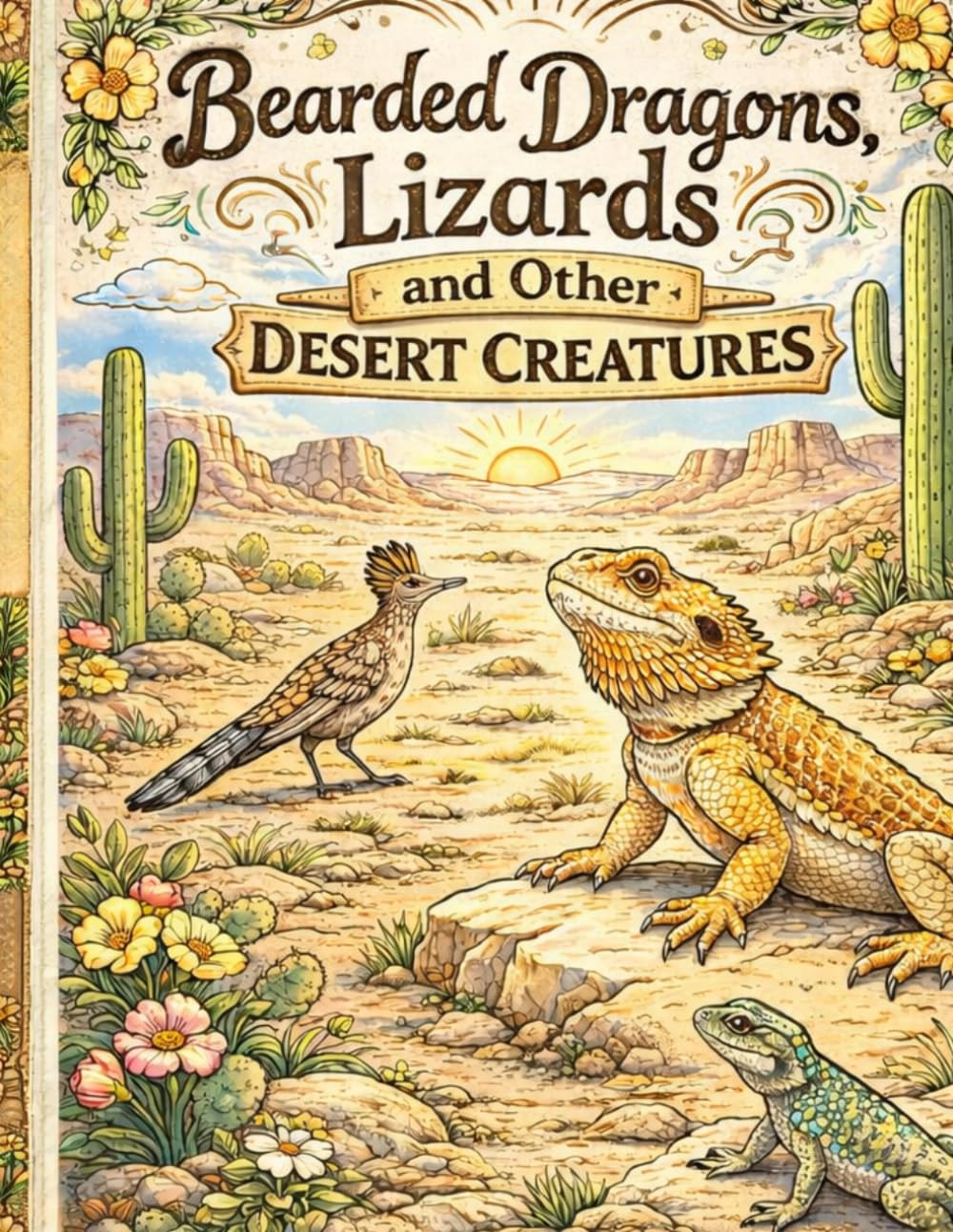 Bearded Dragons, lizards and other desert creatures.: Fun coloring pages with desert creatures in their habitats.