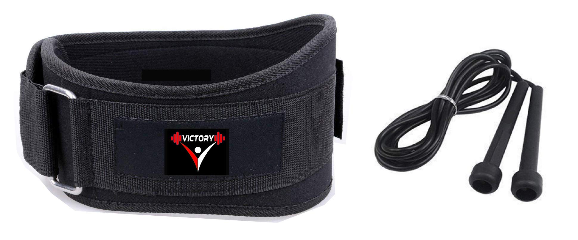 VICTORY Combo Ultra Gym Belt & Speed Skipping Rope Gym & Fitness Kit (Large)