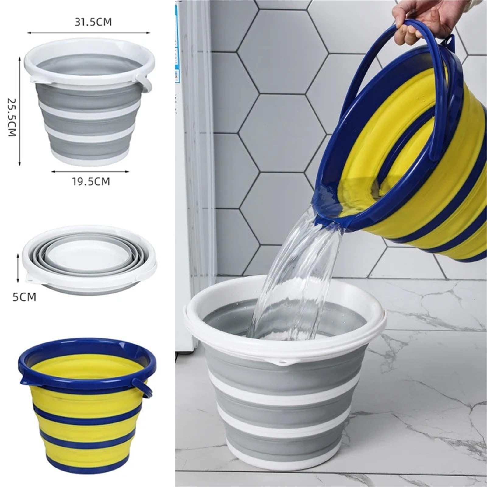 Falteimer Faltbarer Outdoor-Eimer, tragbarer Outdoor-Wasserbehälter, einziehbarer Eimer, Angelausrüstung, Angeleimer, leicht zu reinigender(Color2)