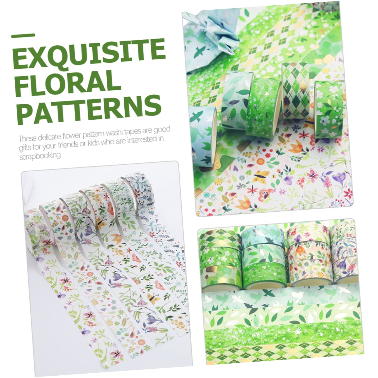 SHINEOFI 48 Nastro Adesivo Decorativo Washi Tape Motivi Floreali Per Scrapbooking e Fai Da Te Su Superfici Lisce e Piane Per Album Diari e Progetti Creativi