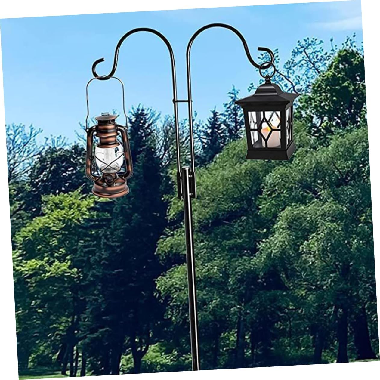 Ground Hanging Shepherd Hook Metal Plant Hanger for Outdoor Garden for Lanterns Solar Lights Bird Feeders and Wedding Decor Detachable and Easy to Assemble