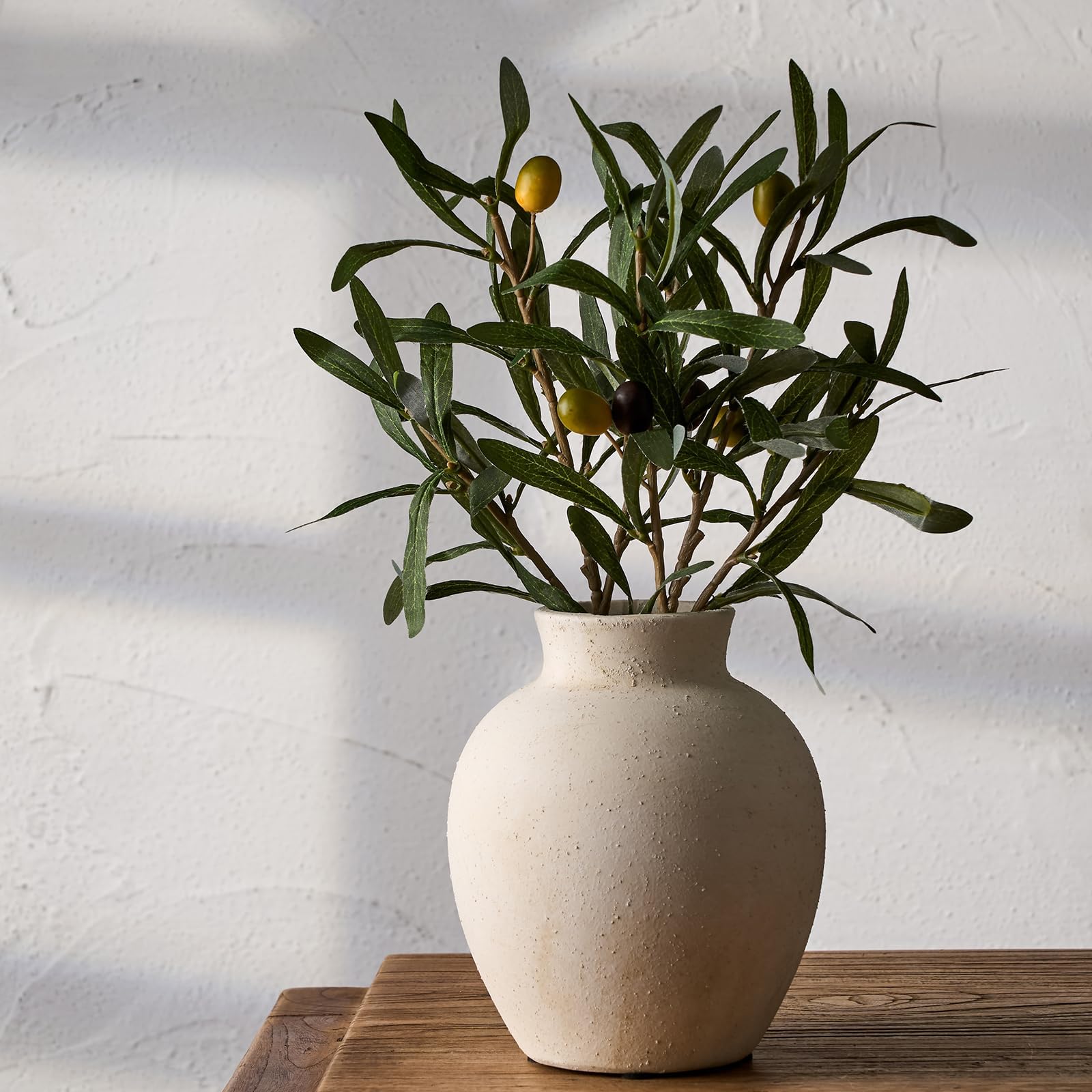 Ceramic Decorative Flower Vase | 6 Inch Pottery Rustic Farmhouse Boho Vase for Home Decor, Table, Living Room, Bathroom, Shelf, Mantel Decoration, Wedding, White