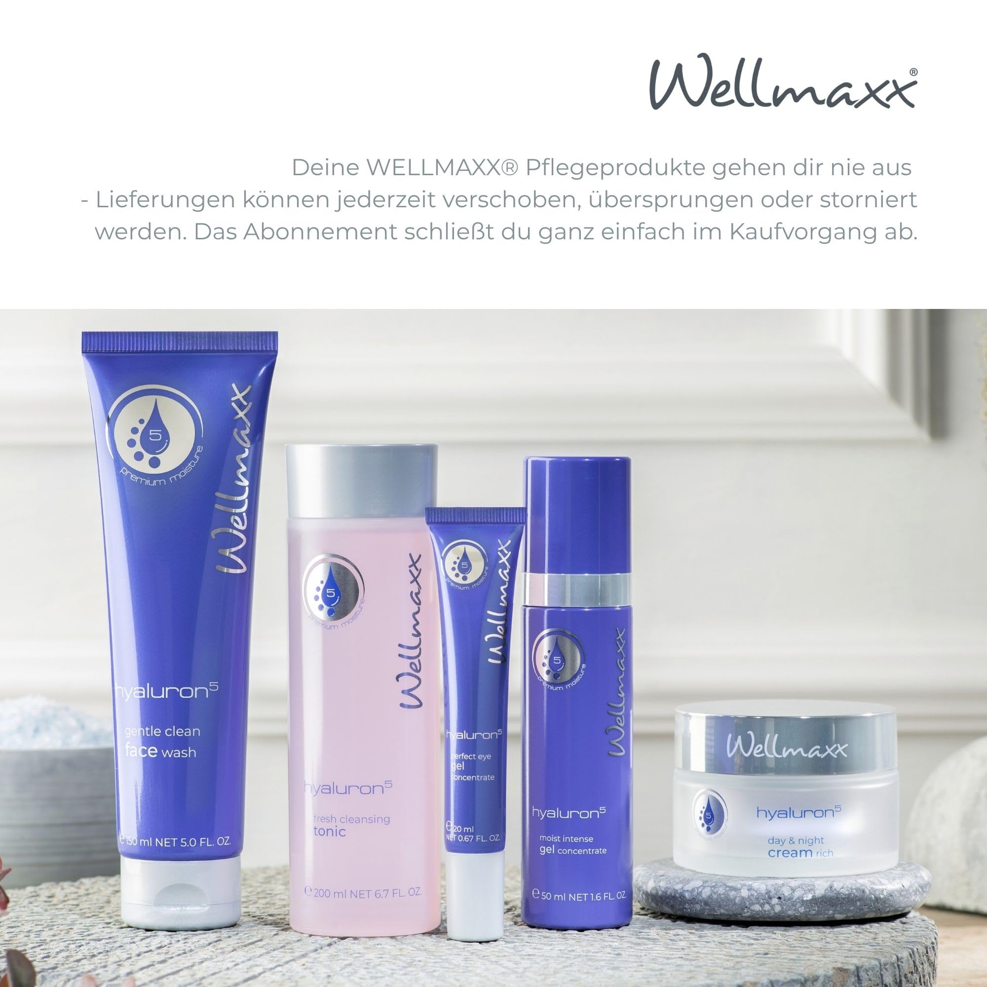 WELLMAXX® hyaluron⁵ CollagenBooster serum concentrate l leichtes 5-fach hyaluron Serum l Feuchtigkeit & Straffheit l Anti Aging l alle Hauttypen l Made in Germany l Dermatest „sehr gut“* l 50 ml